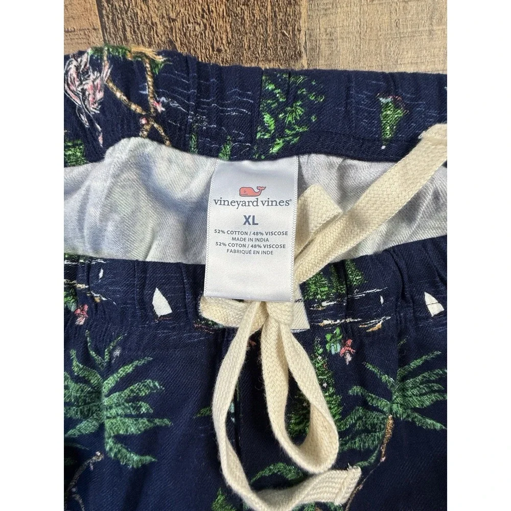 Vineyard Vines Mens XL Pajama Pants Navy Holiday Flamingo Lighthouse Lounge Soft
